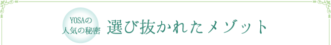 《YOSAの人気の秘密》選び抜かれたメゾット